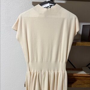 Cream Short-Sleeve Knit Dress